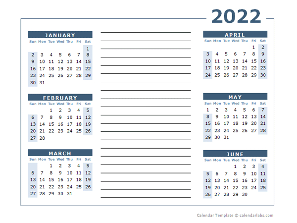 2022 Blank Two Page Calendar Template For 2022 - Free
