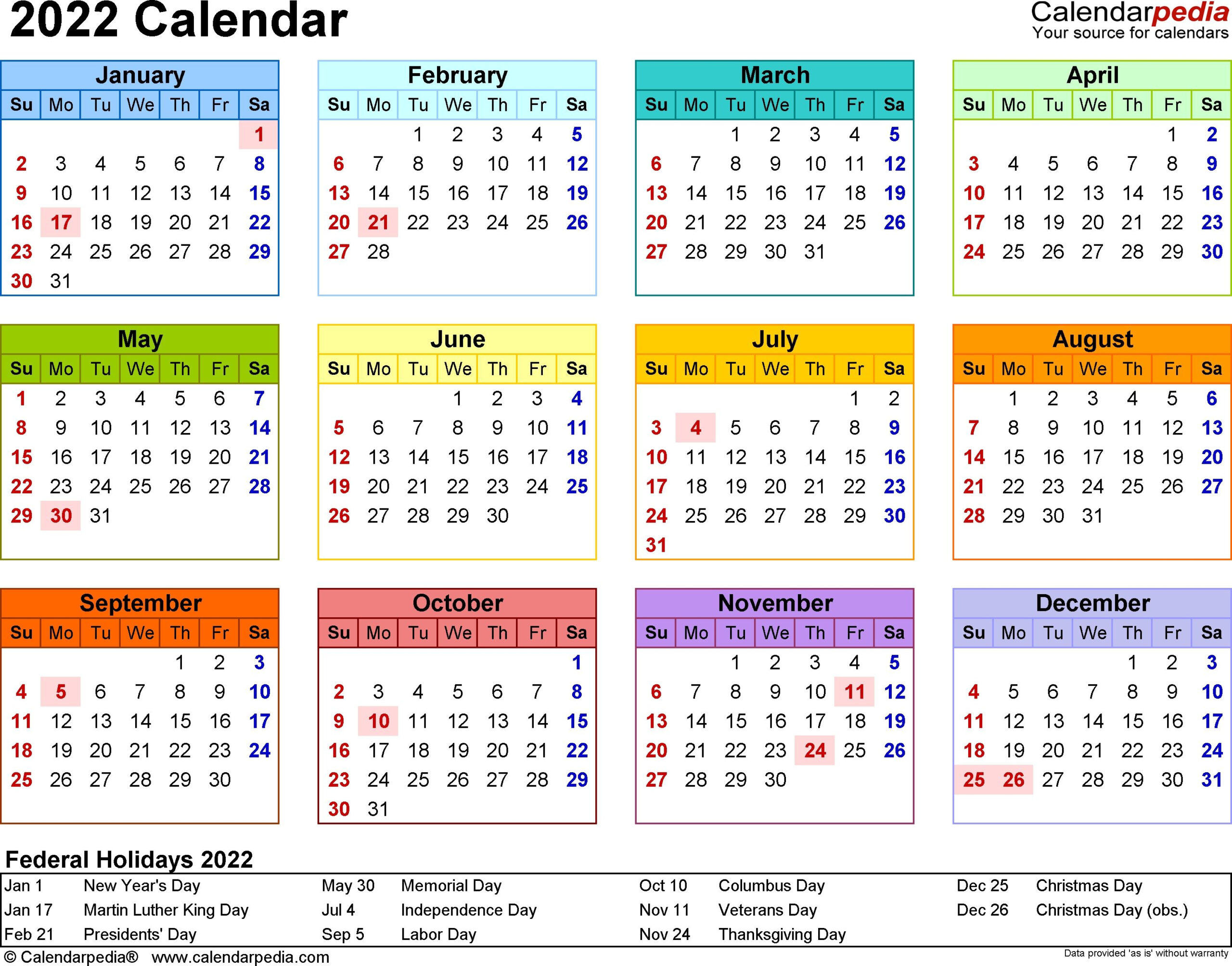 2022 Calendar - 17 Free Printable Word Calendar Templates