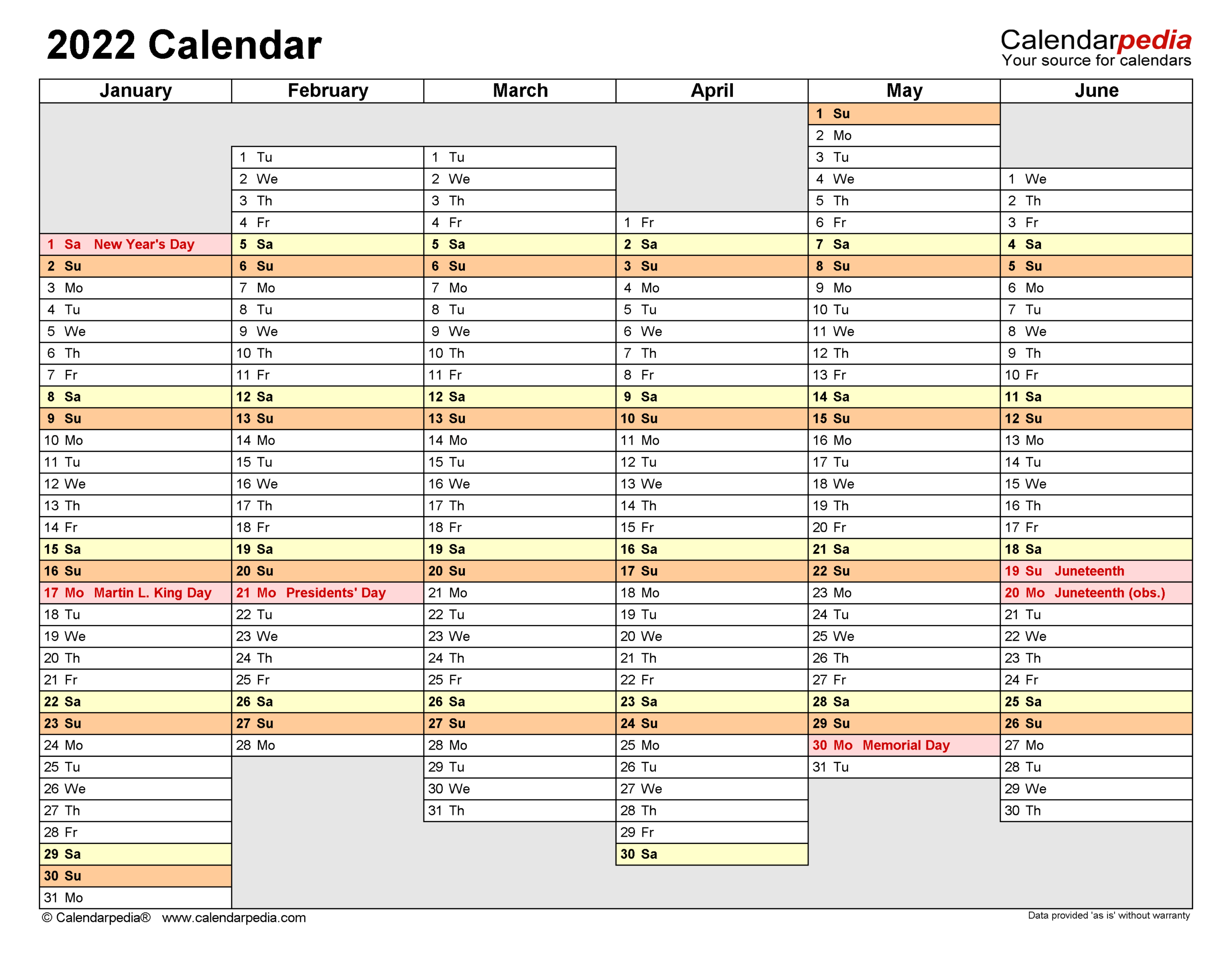 2022 Calendar - Free Printable Pdf Templates - Calendarpedia