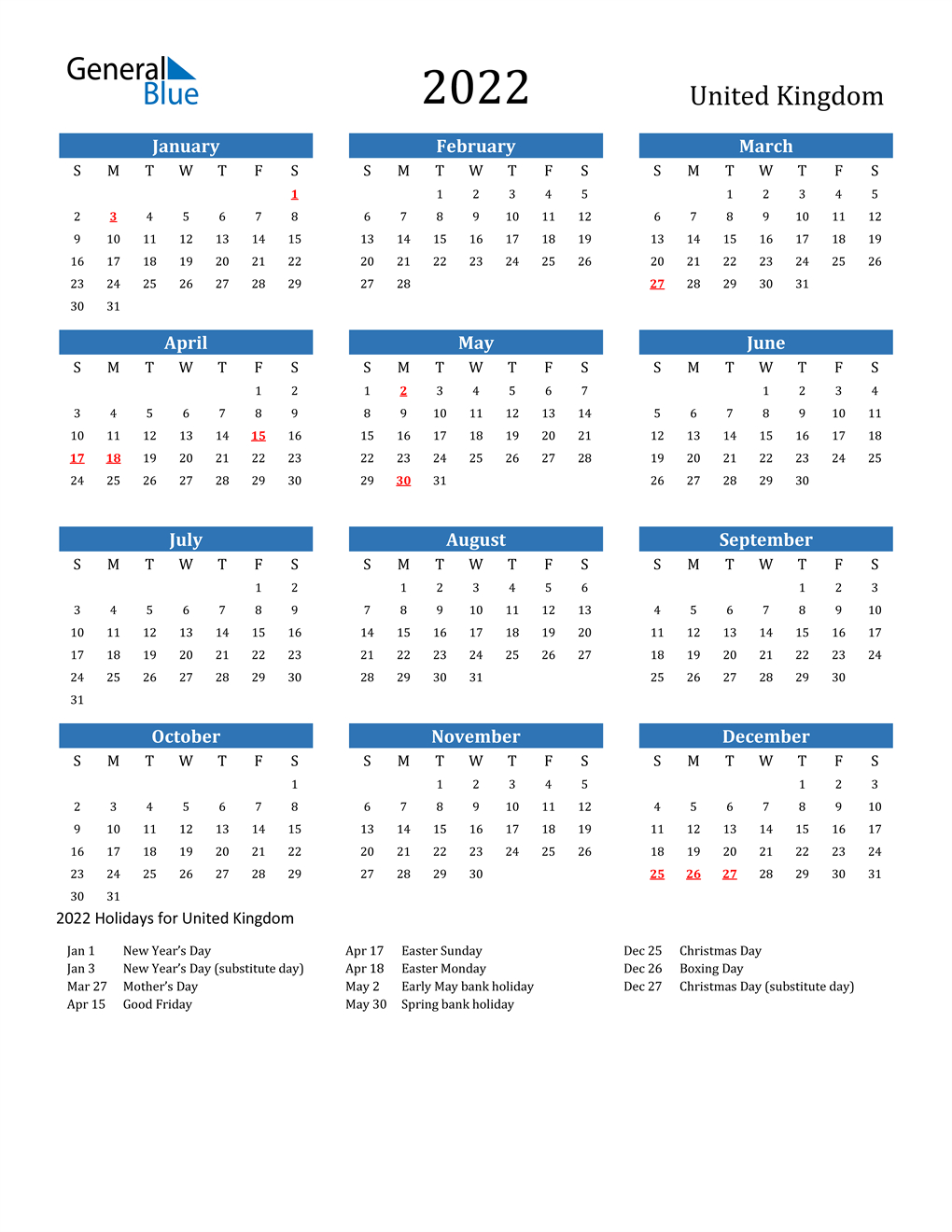 2022 Calendar Free Template Uk / 2022 Calendar Google