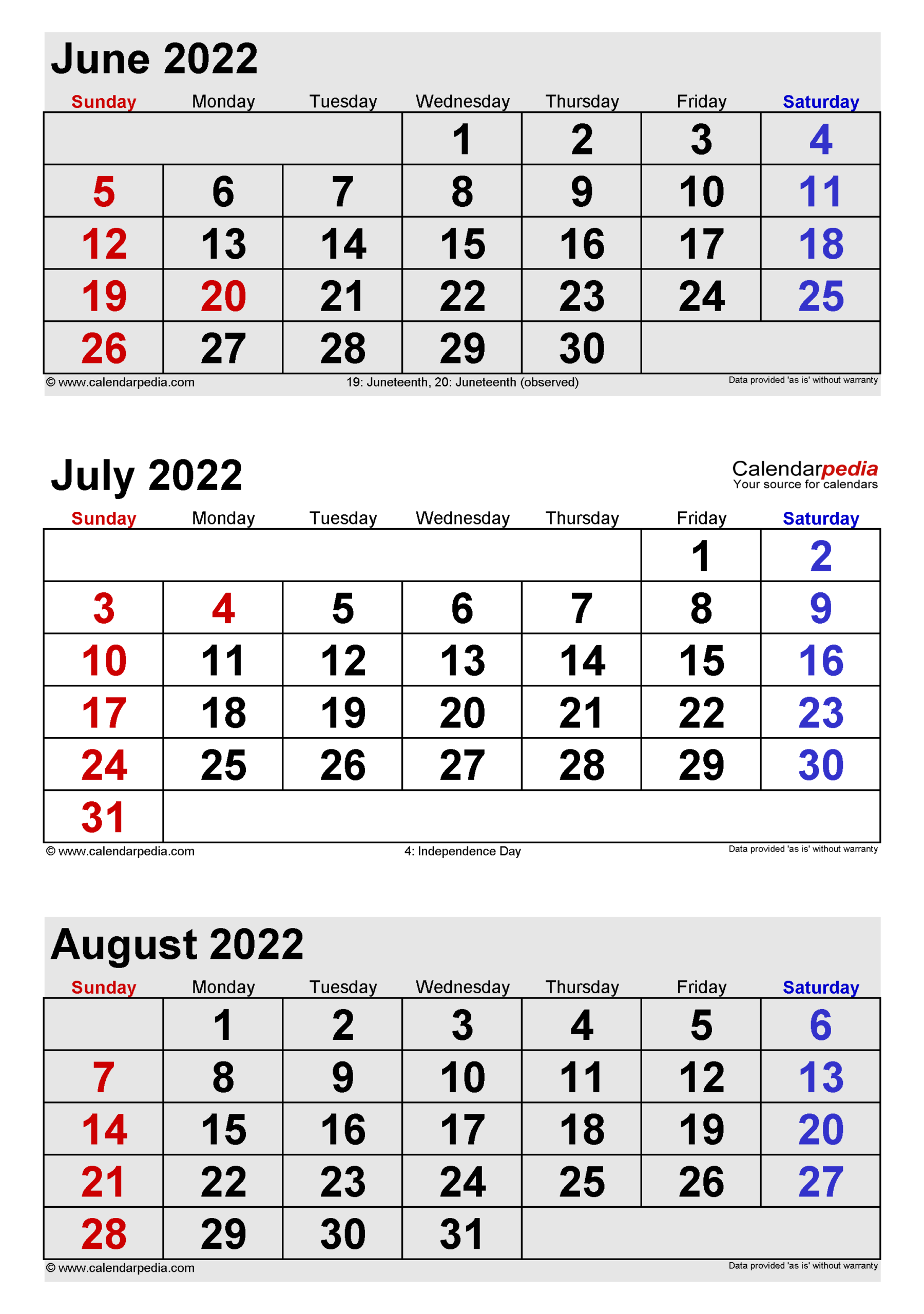 2022 Calendar June July August - April Calendar 2022