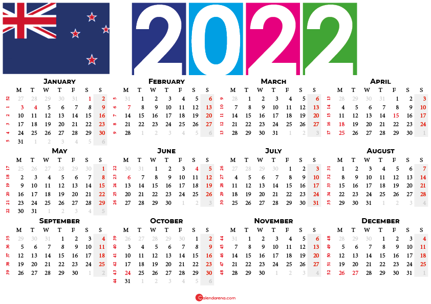 2022 Calendar New Zealand In 2021 | Calendar, Calendar