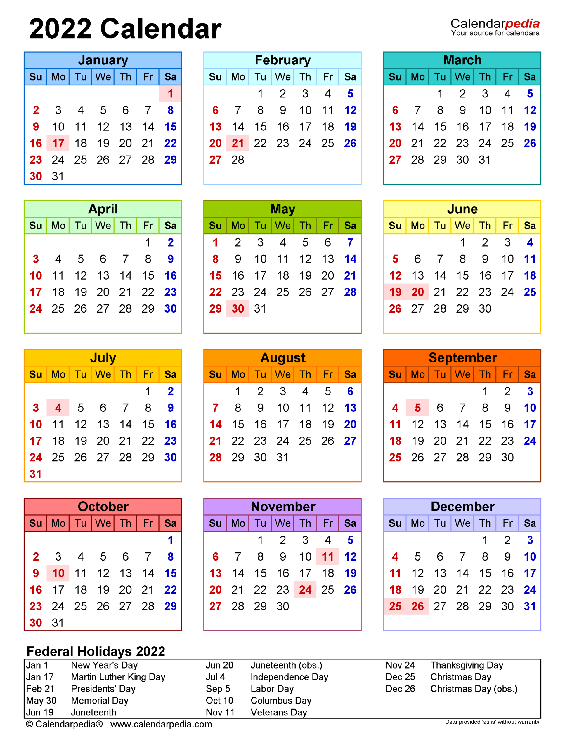 Free Printable 2 Year Calendar 2021 And 2022