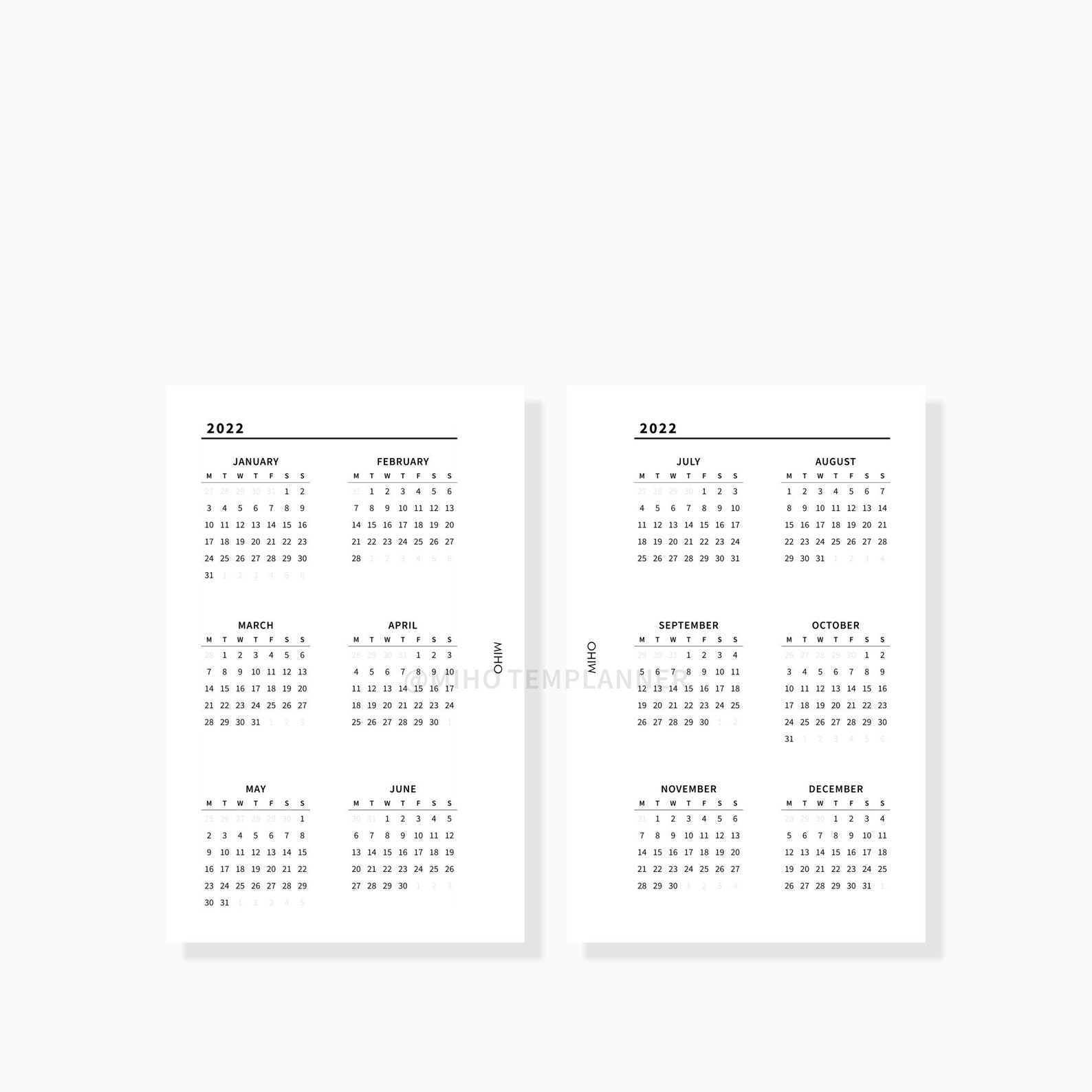 2022 Calendar Printable Year At A Glance Yearly Overview