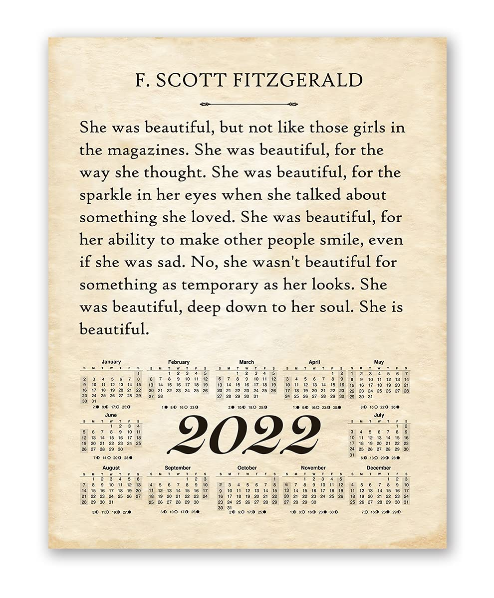 2022 Calendar Sale - F Scott Was Beautiful Unframed She