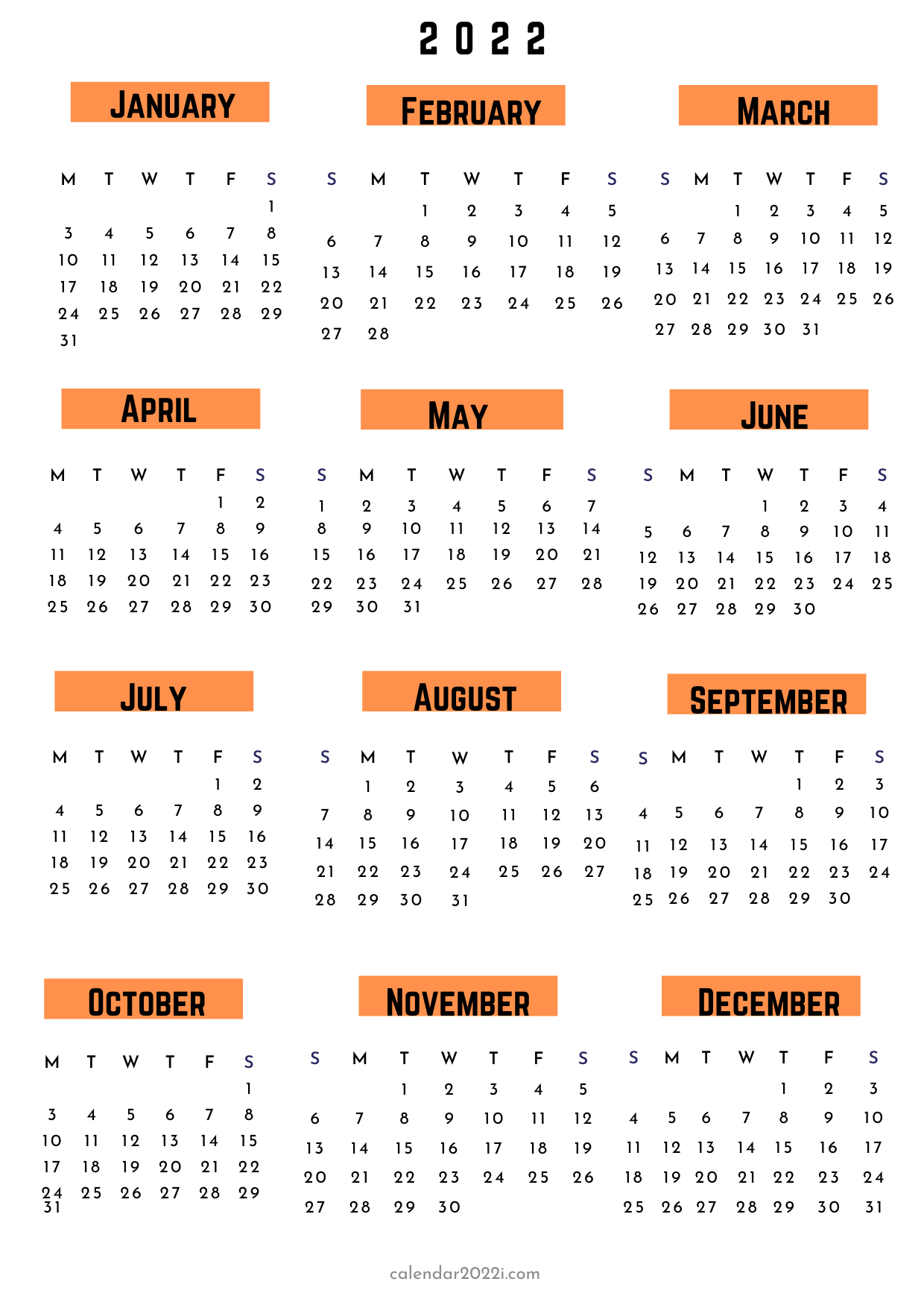 2022 Calendar With Bank Holidays Printable | Printable