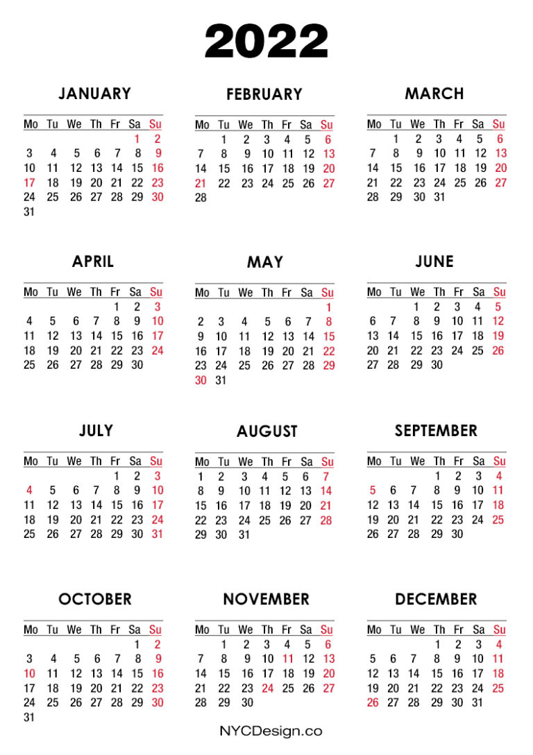 2022 Calendar With Us Holidays, Printable Free, White