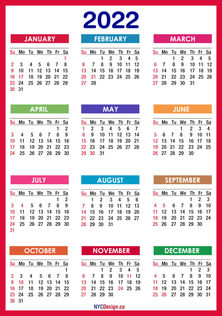 2022 Calendars - Nycdesign.co | Calendars Printable Free
