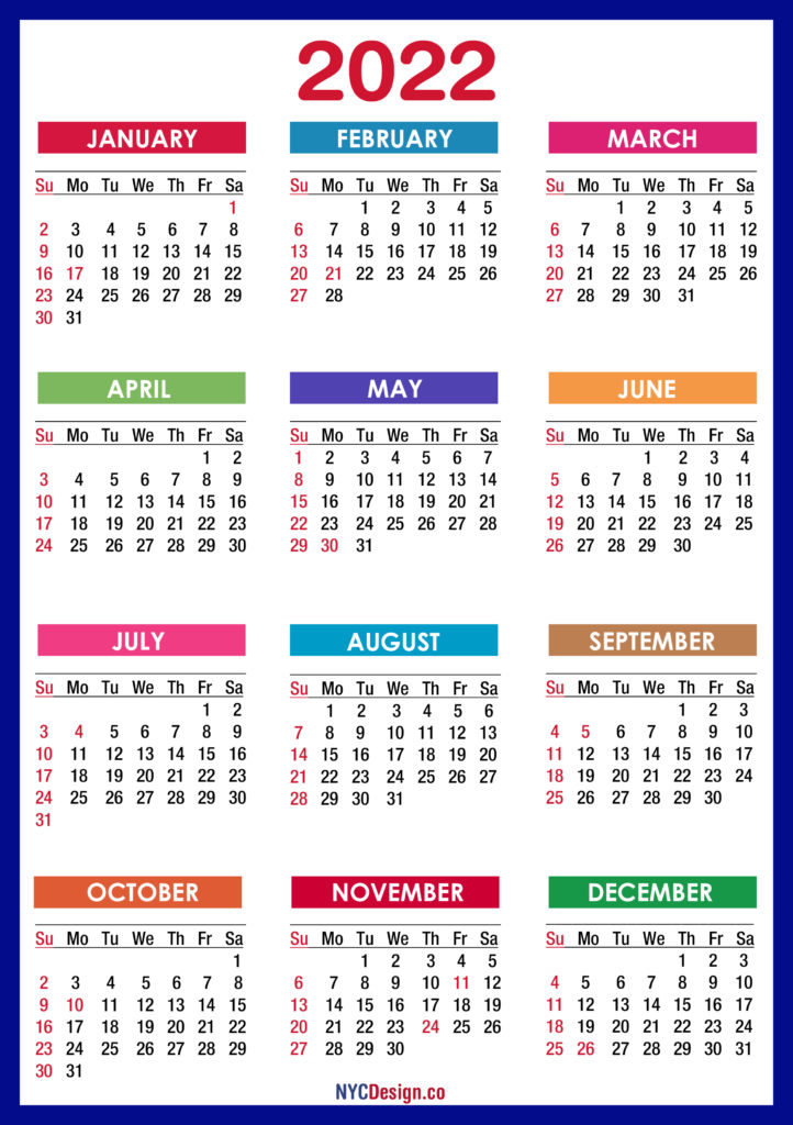 2022 Calendars - Nycdesign.co | Calendars Printable Free