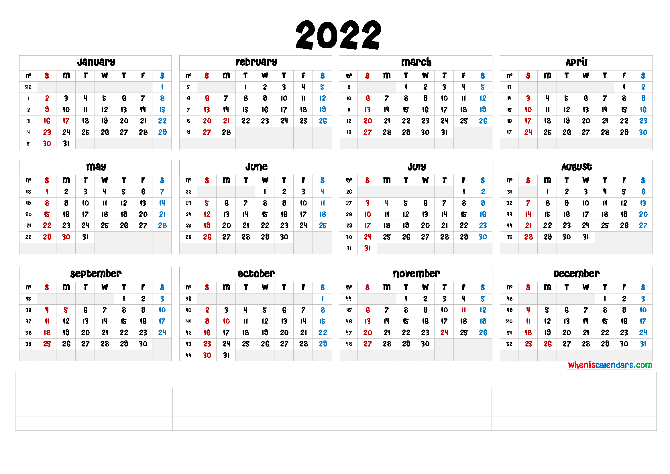 2022 Daily Calendar - Nexta