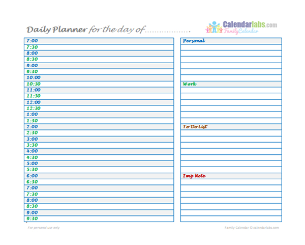 2022 Family Daily Planner - Free Printable Templates