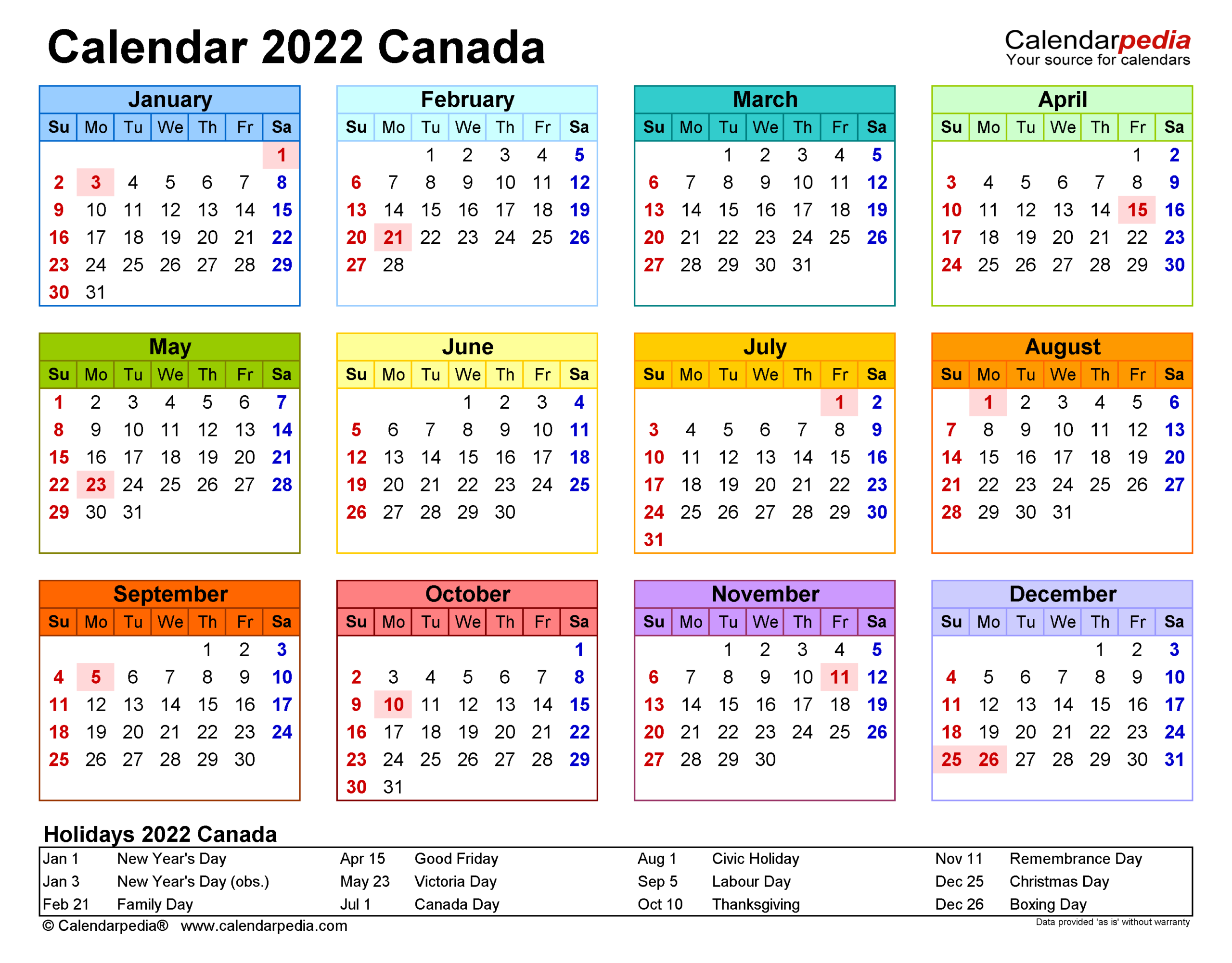 2022 Holidays In Canada - Nexta