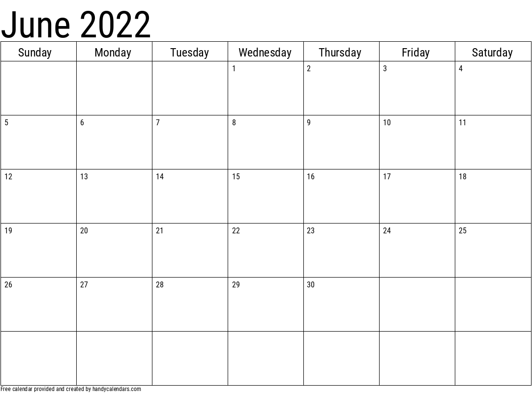 2022 June Calendars - Handy Calendars