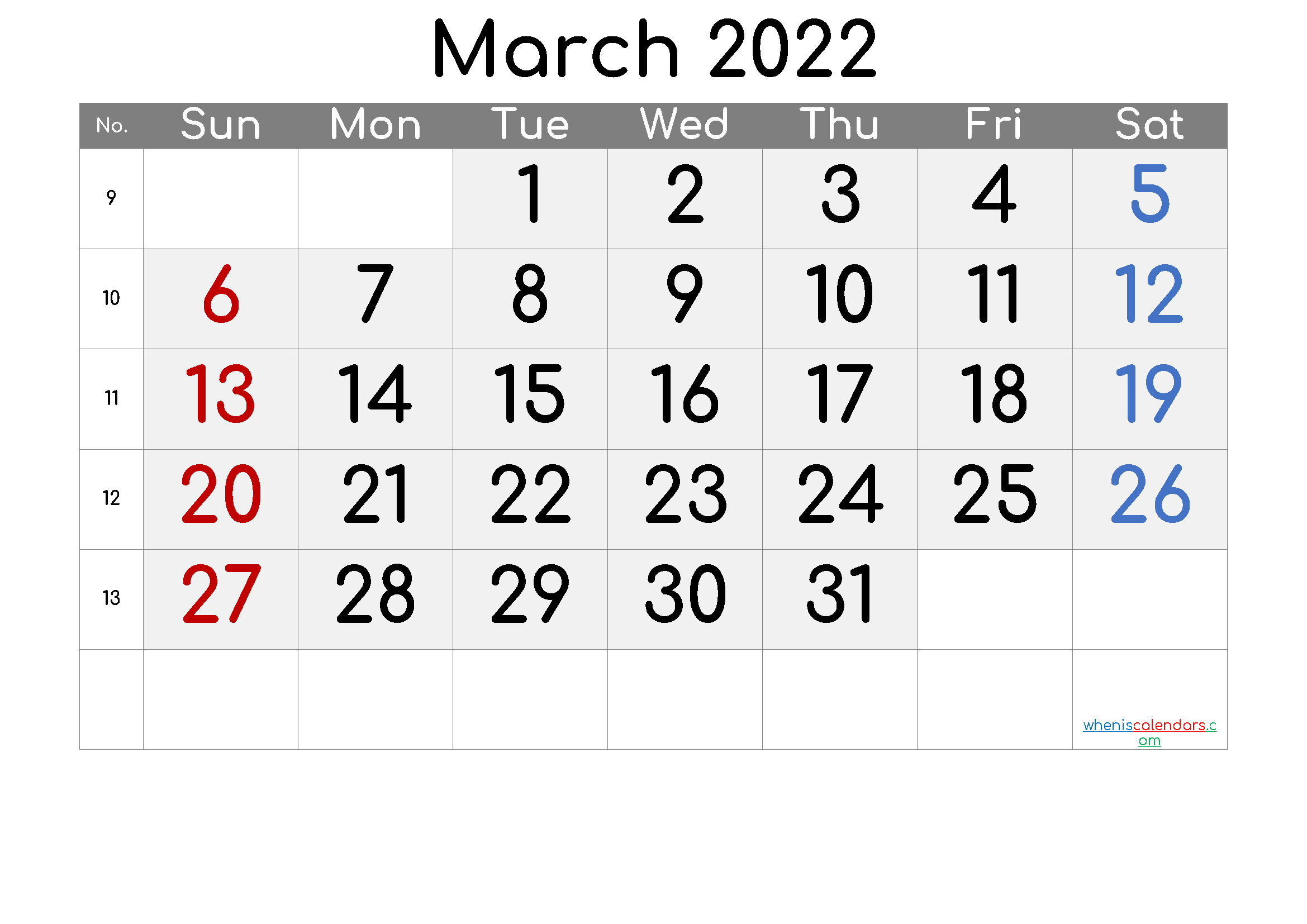 2022 March Free Printable Calendar [Free Premium]