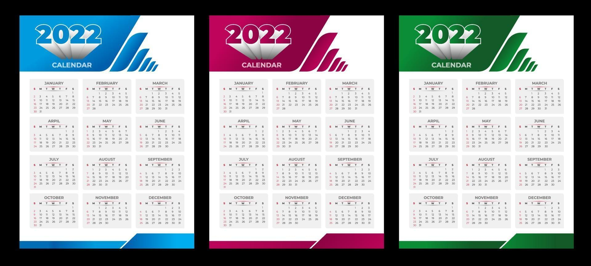 2022 Monthly Calendar Template For New Year Wall Calendar