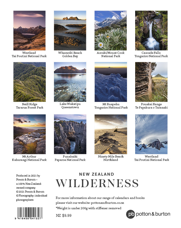 2022 New Zealand Wilderness Calendar - Potton &amp; Burton