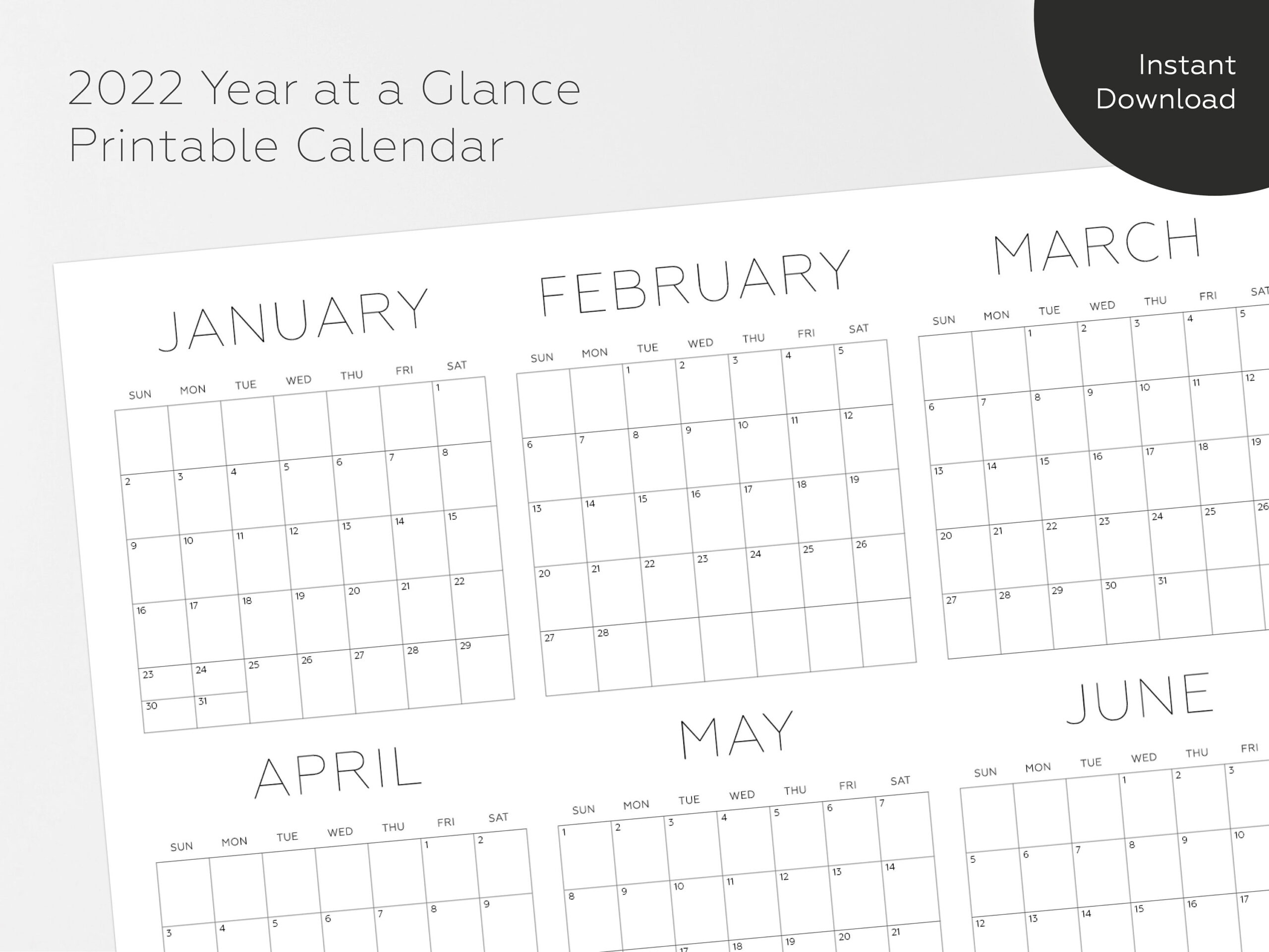 2022 Printable Calendar 2022 Big Wall Calendar Year At A