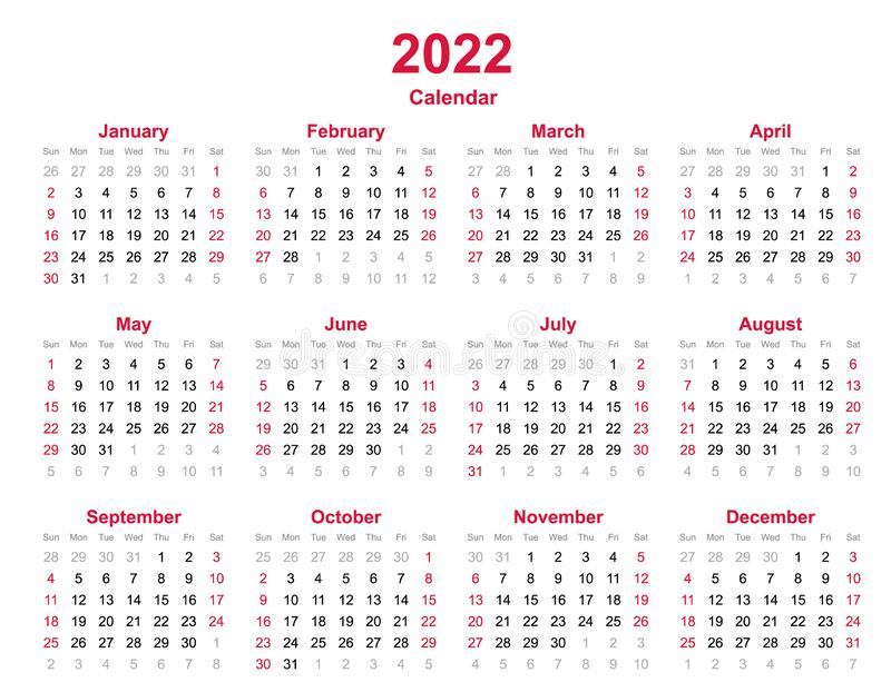2022 Printable Calendar Yearly Templates - Pdf, Word, Excel