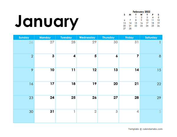 2022 Printable Word Calendar | Free Letter Templates