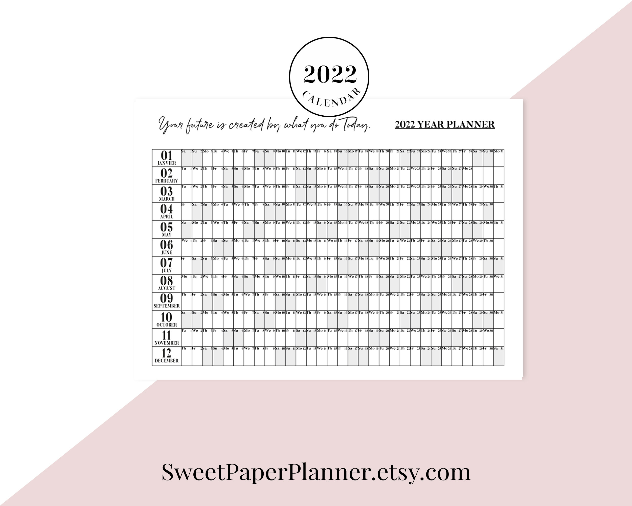 2022 Wall Planner Printable Wall Calendar 2022 Family | Etsy