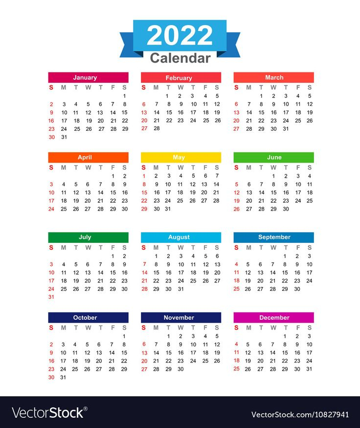 2022 Year Calendar Isolated On White Background Eps10
