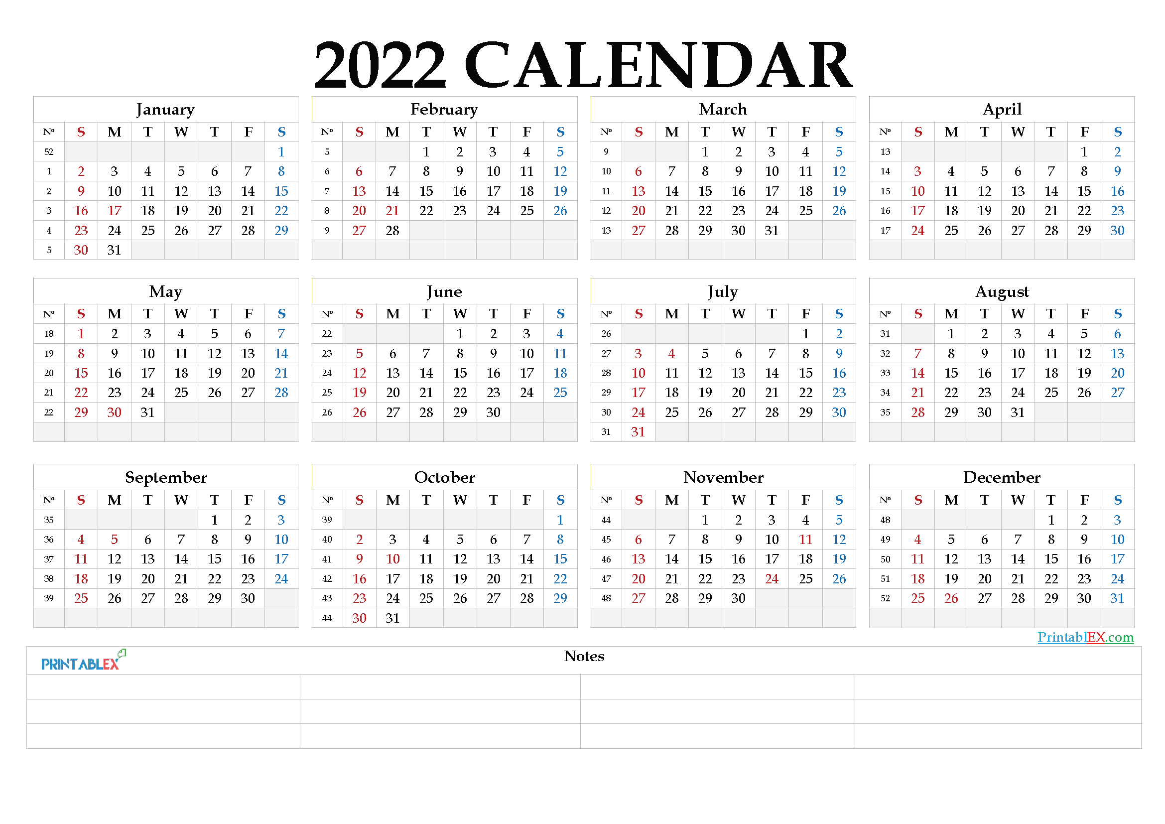 2022 Year Calendar Printable | Printable Calendar 2021