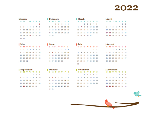 2022 Yearly South Africa Calendar Design Template - Free