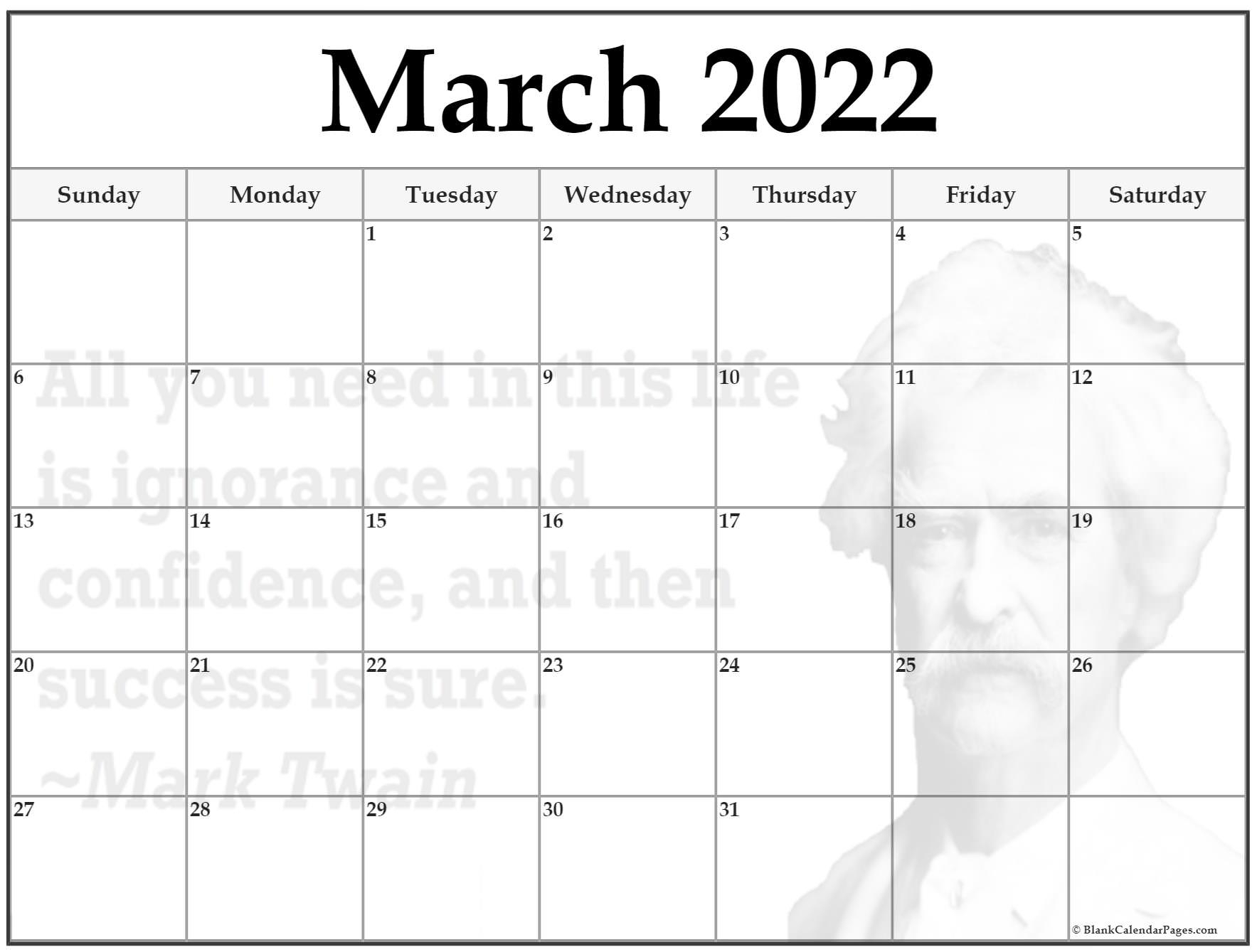 24+ March 2022 Quote Calendars