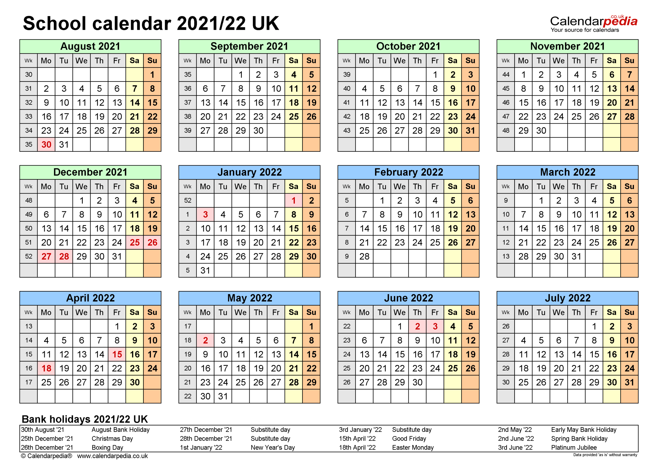 Academic Calendar 2021 22 Template