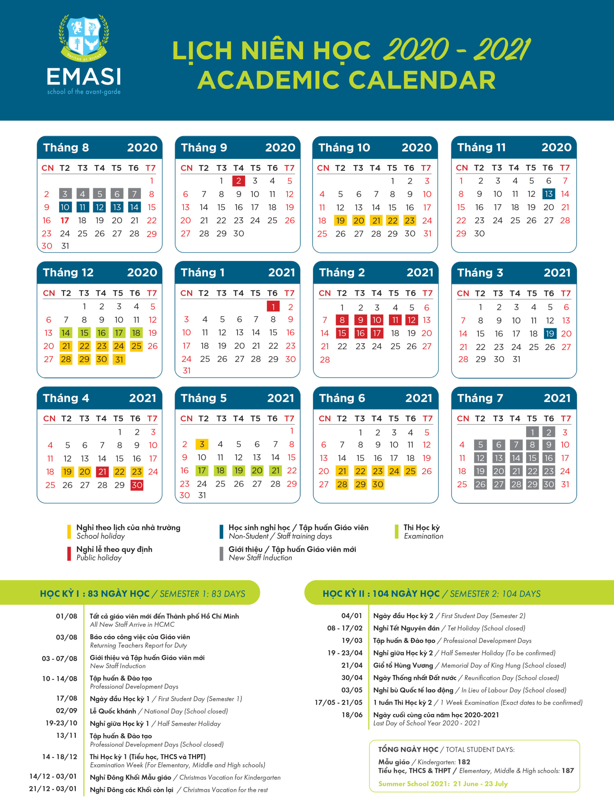 Academic Calendar - Emasi International Bilingual Education