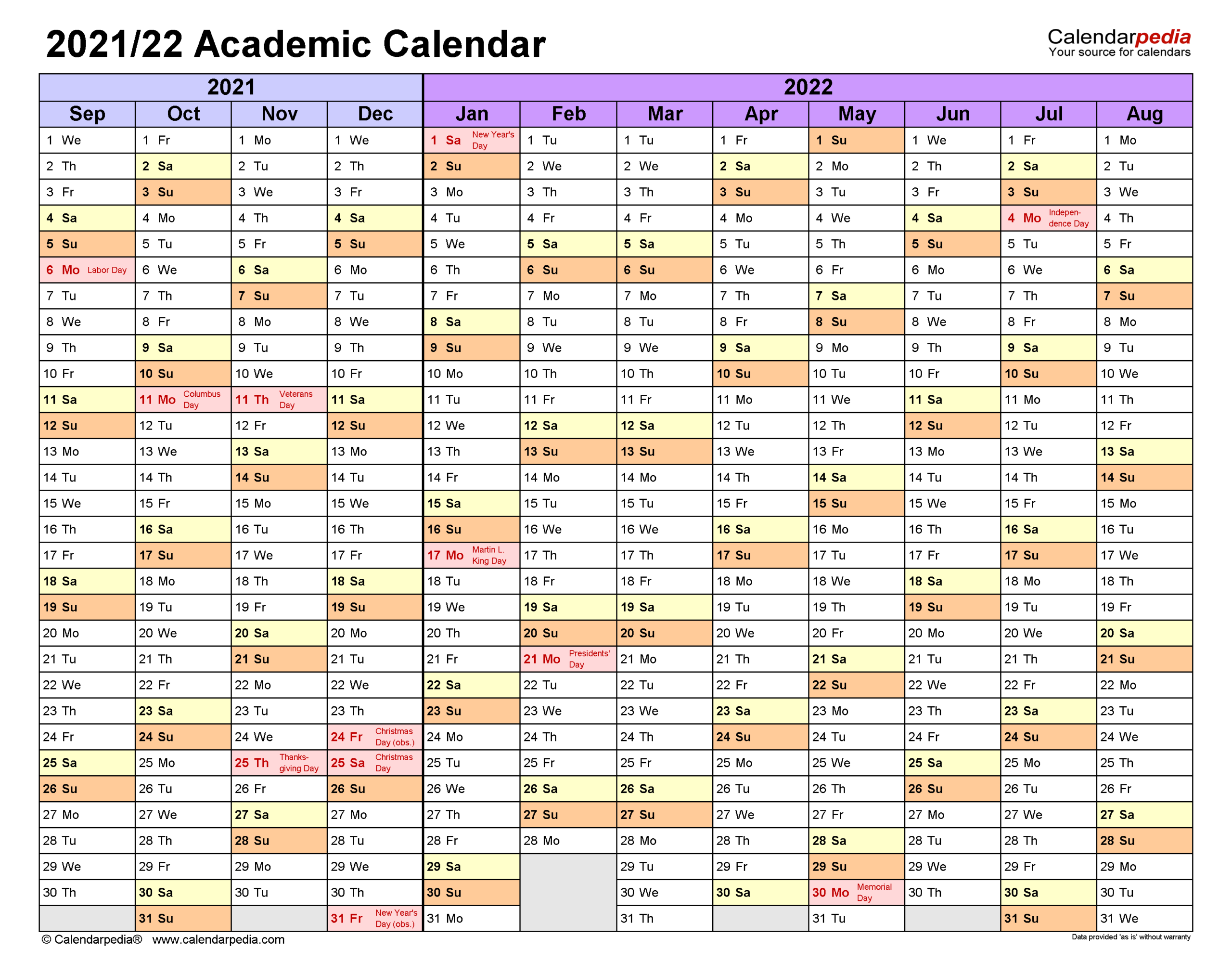 Academic Calendar Template 2021 22 | 2021 Calendar