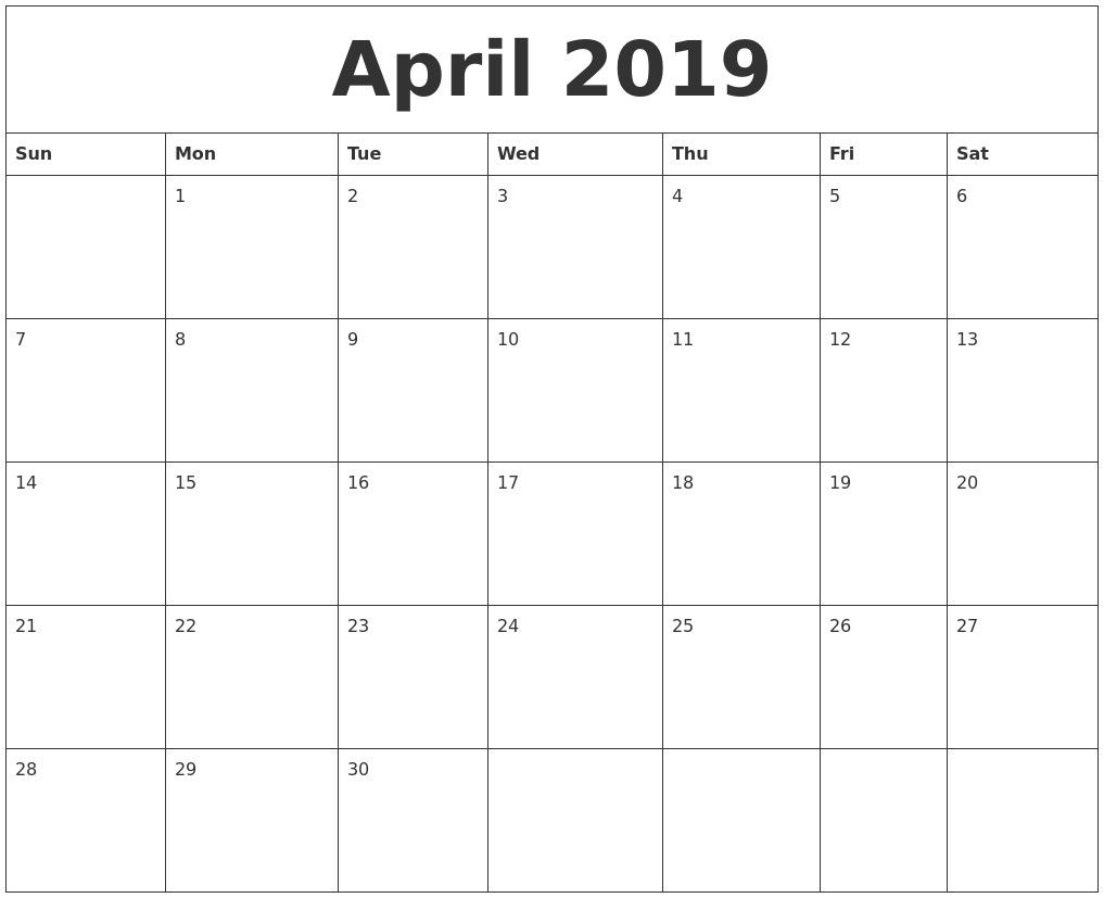 April 2019 Tamil Daily Calendar | Calendar Format Example