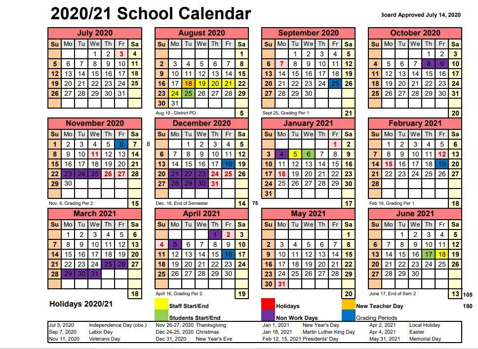 Amended School Calendar 2022