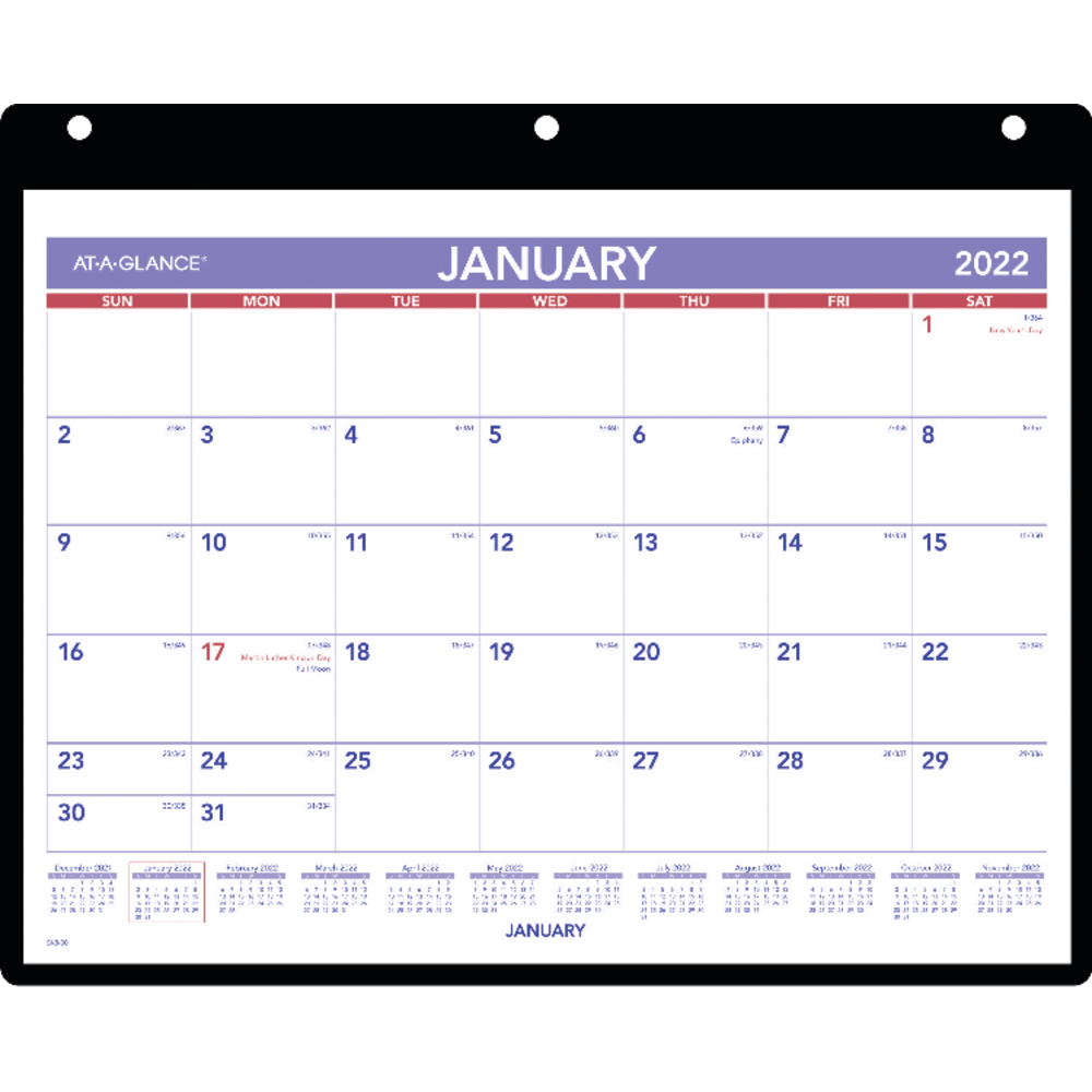 At-A-Glance Monthly Desk/Wall Calendar, 11&quot; X 8&quot;, January