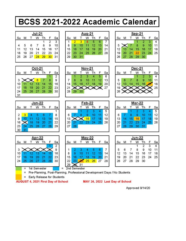 Bartow County School Calendar 2021-2022 In Pdf