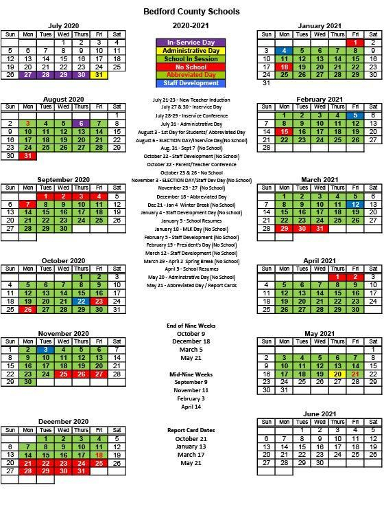 Bedford County Schools 2021 2022 Calendar | Calendar Page