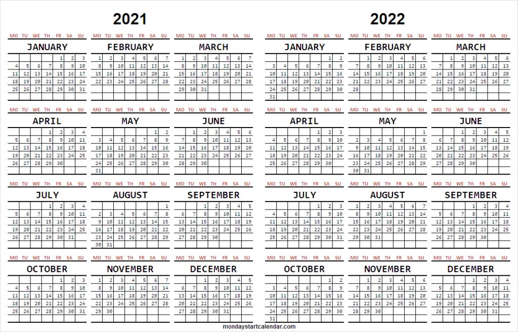 Blank 2021 -2022 Calendar Free | Academic Calendar Template