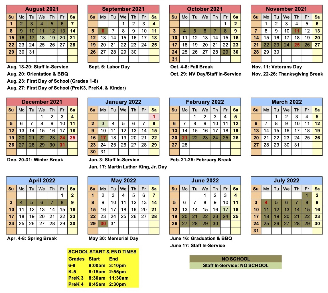 School Calendar 2022 Pdf