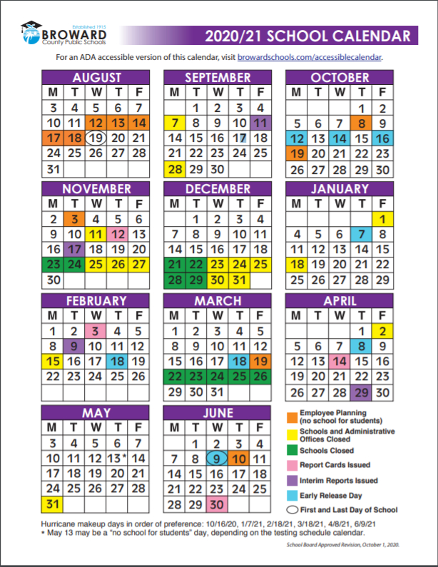 Broward County School Calendar 2022-23 Color - Summer Nail