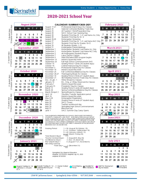 Calendar / 2020-2021 School Calendar
