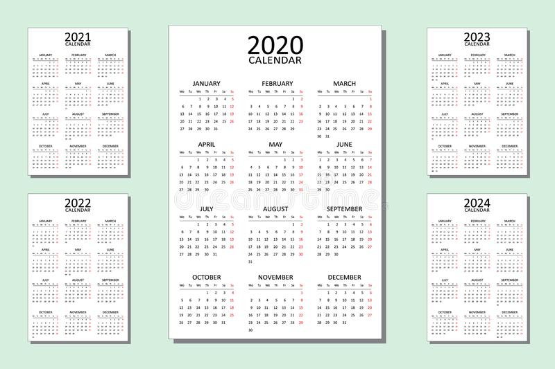 Calendar 2021 Through 2024 - Free 2021 Calendar, Landscape