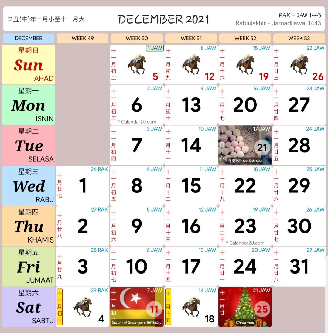 Calendar 2022 Malaysia Kuda - Nexta