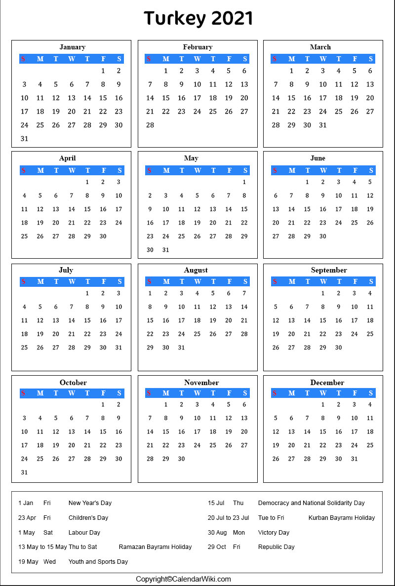 Calendar For 2021 With Holidays And Ramadan : When Is
