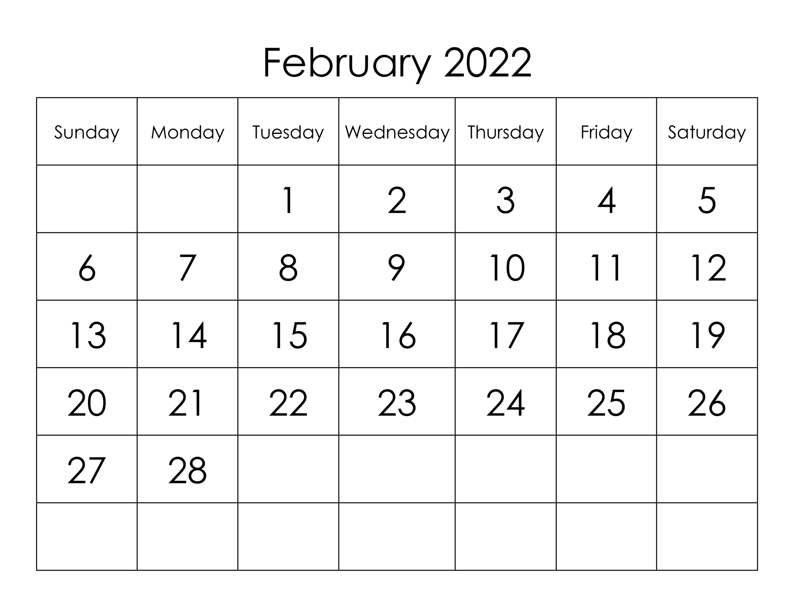 Calendar For February 2022 - Free-Calendar.su