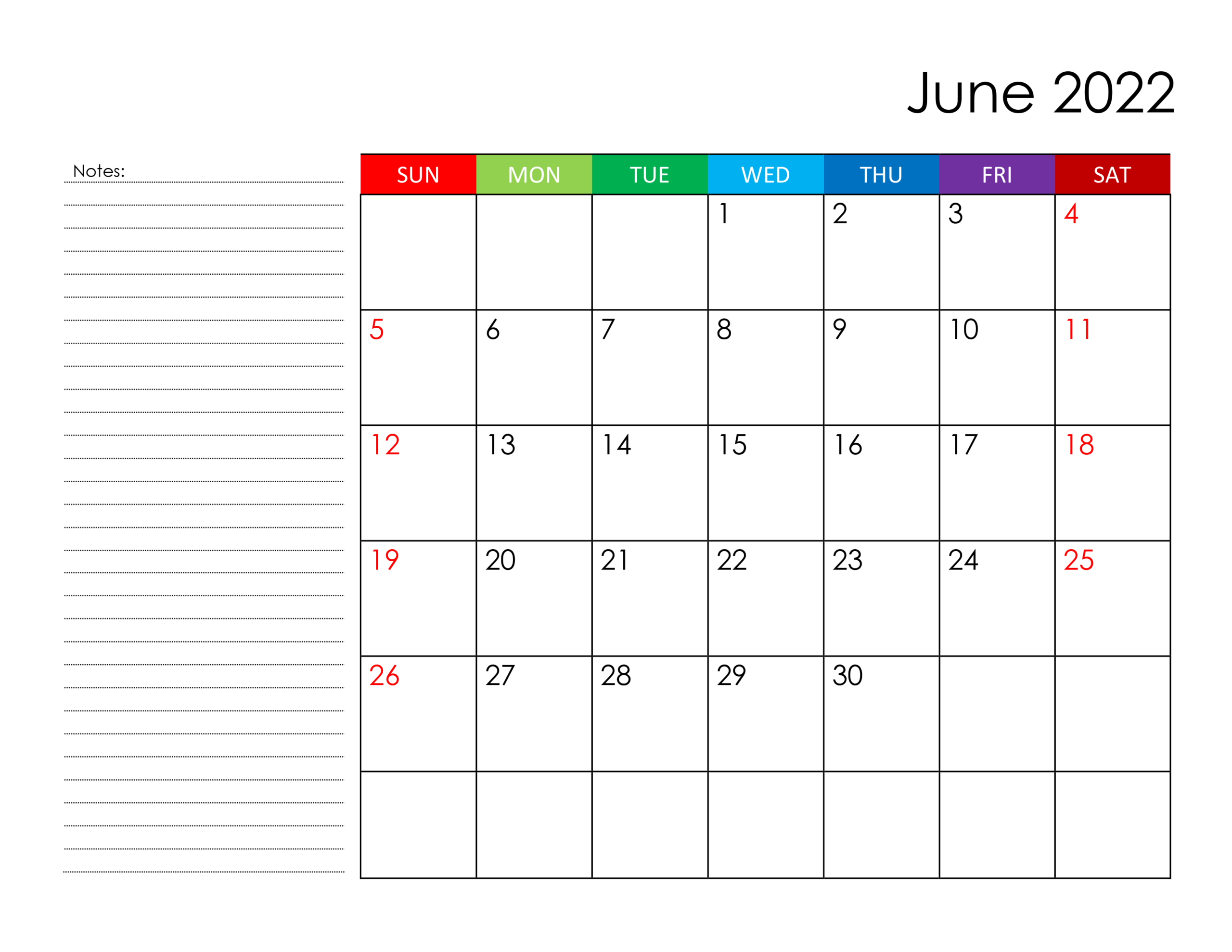 Calendar For June 2022 - Free-Calendar.su