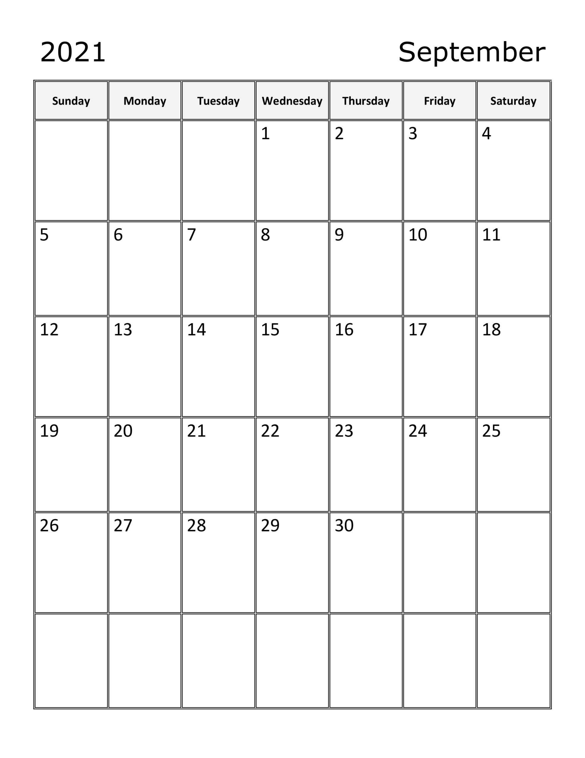 Calendar For September 2021 - Free-Calendar.su