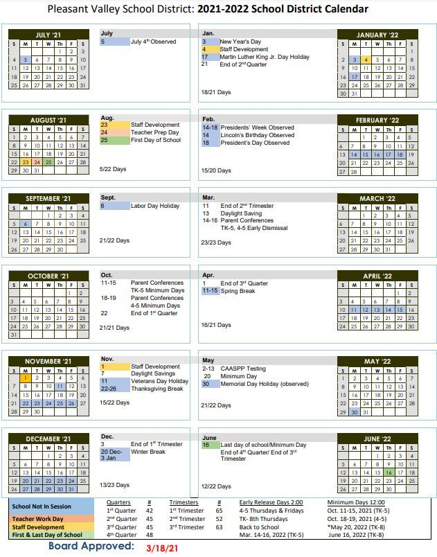 Calendar / Pvsd School Calendar