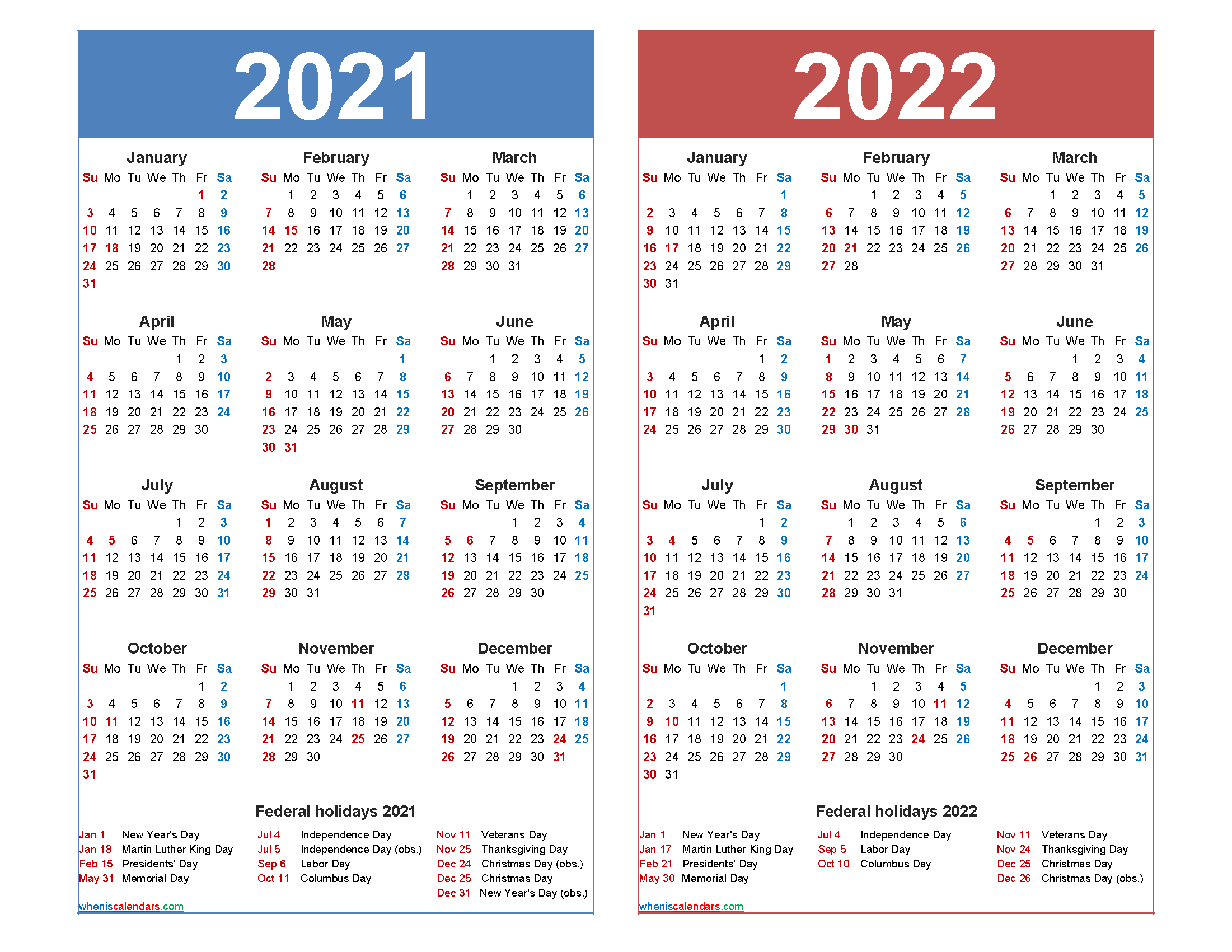 Calendar Template 2021 2022 | 2022 Calendar