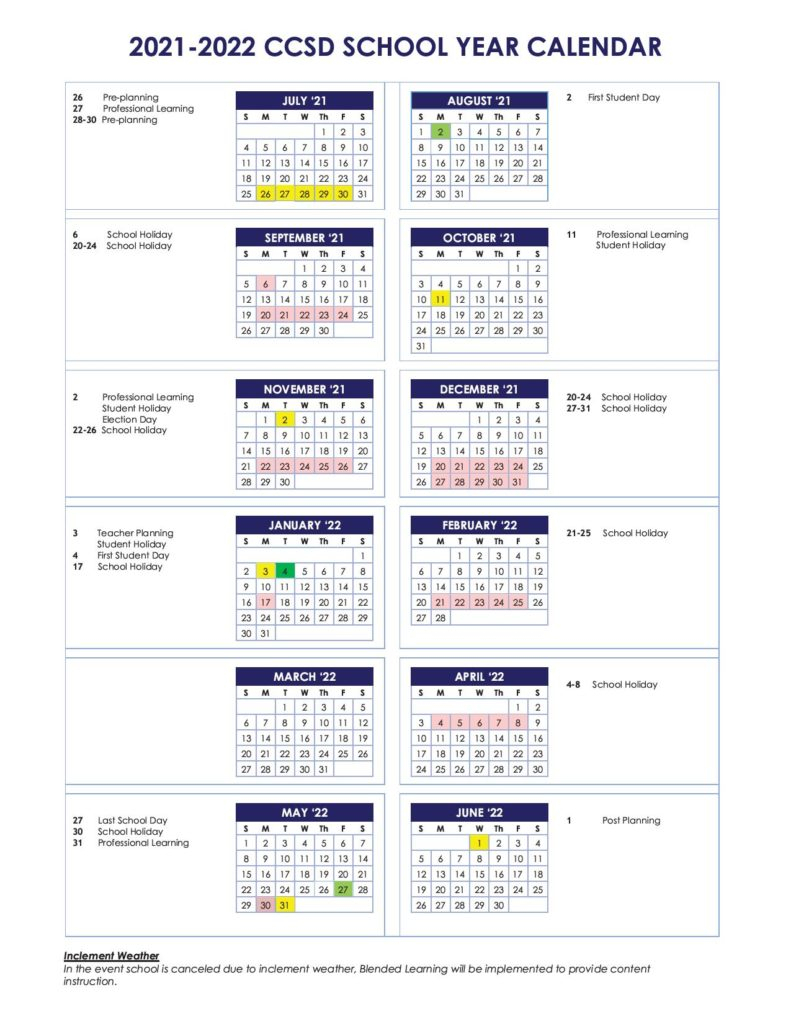 Cherokee County School Calendar 2021-2022