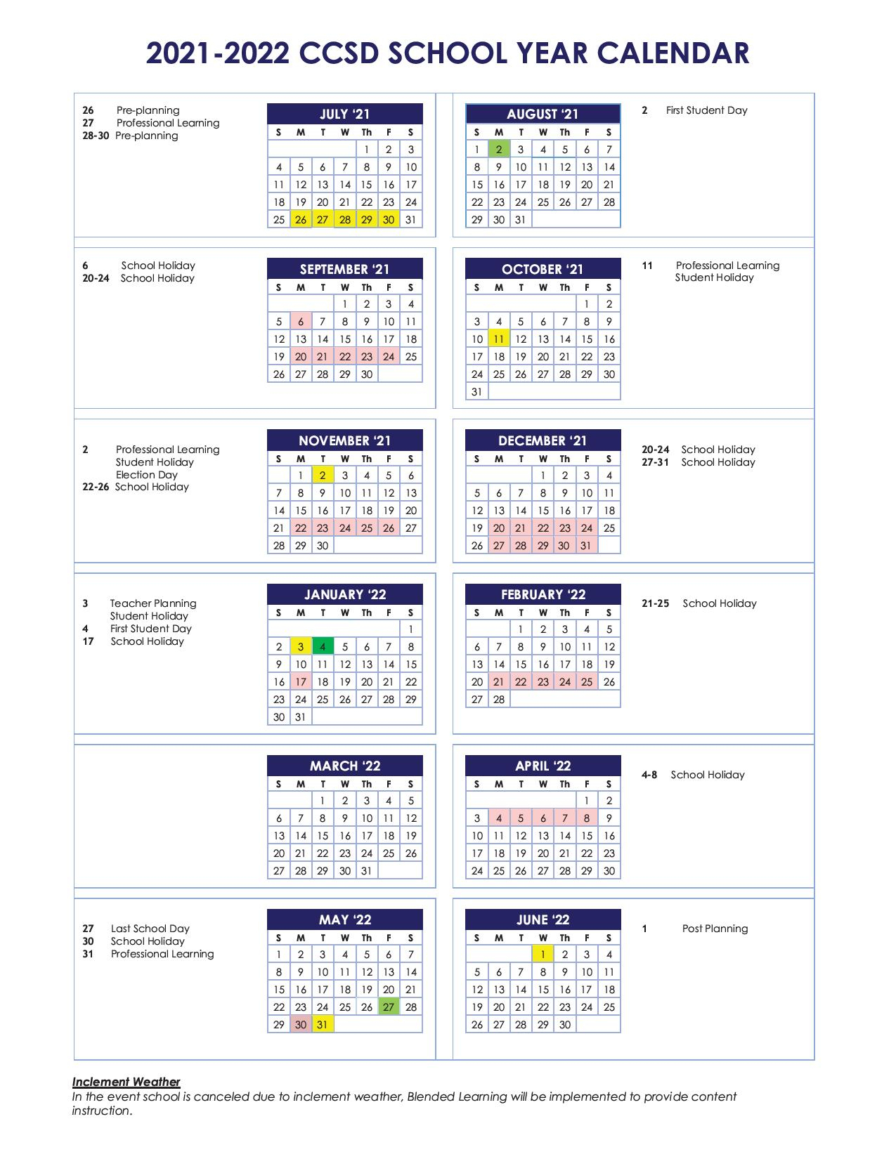 Cherokee County School Calendar 2021-2022 In Pdf